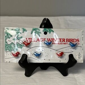 Department 56 Village Winter Birds – Enameled Metal – Set of 6 – In Packaging
